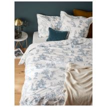 Cyrillus - Housse de couette percale de coton esprit toile de jouy - Taille 260x240 cm - Blanc