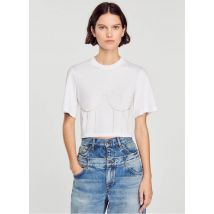 Sandro - Tee-shirt droit col rond en coton - Taille 3 - Blanc