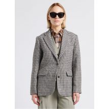One Step - Veste ajustée col tailleur motif pied-de-poule en maille mélangée - Taille 44 - Marron