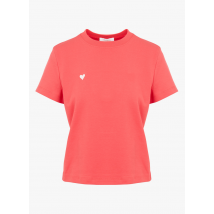 Kookai - Katoenen t-shirt met ronde hals en geborduurd hartje - 1 Maat - Rood