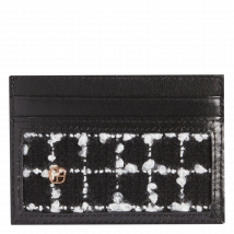 Claudie Pierlot - Porte-cartes en cuir et tweed - Taille Unique - Noir