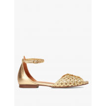 Anonymous Copenhagen - Sandalias planas de piel metalizada con tiras trenzadas - Talla 37 - Dorado