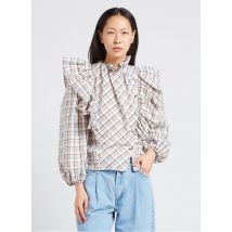 The Label Edition - Katoenen blouse met victoriaanse kraag - M Maat - Beige