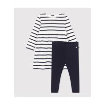 Petit Bateau - Korte - gestreepte - katoenen jurk met ronde hals - 12M Maat - Multikleurig