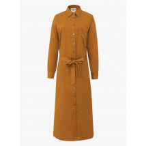 Frnch - Lange jurk met klassieke kraag - L Maat - Goudkleurige