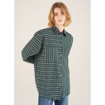Acote - Gestreept blouse van katoenmix met klassieke kraag - 1 Maat - Groen