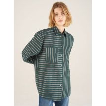 Acote - Gestreept blouse van katoenmix met klassieke kraag - 2 Maat - Groen