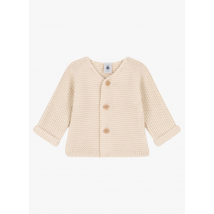 Petit Bateau - Cárdigan de algodón con cuello de pico - Talla 12M - Blanco