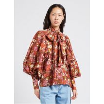 The Label Edition - Ruimvallende - katoenen blouse met maokraag - M Maat - Paars