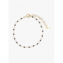 Une A Une - Verstelbare schakelarmband van messing - Een Maat - Zwart