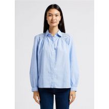 Pablo - Gestreepte - katoenen blouse met klassieke kraag - 38 Maat - Blauw
