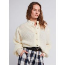 The Label Edition - Recht vest met ronde hals wolblend - S Maat - Wit