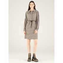 Acote - Halflange - geruite jurk met overhemdkraagje - 1 Maat - Zwart