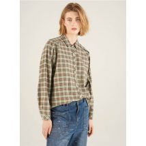 Acote - Geruite - katoenen blouse met klassieke kraag - 3 Maat - Groen