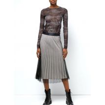 gonna midi plissettata cop.copine noir-grege