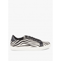 sneakers basse in pelle effetto pony zebra