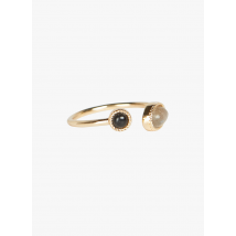 anello con pietra feeka labradorite/ onyx noir