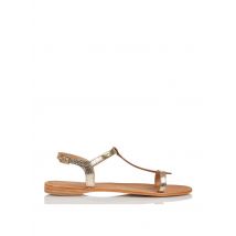 sandales plates en cuir métallisé