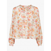 top scollo tondo con stampa floreale in seta