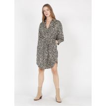 abito corto con collo classico stampato a fiori