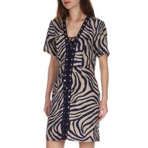 robe cintrée à rayures en lin michael kors khaki