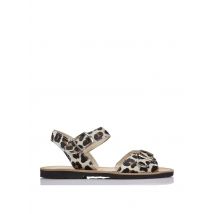sandali con fibbia in pelle stampata leopardo