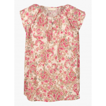 top scollo tondo con stampa floreale in cotone