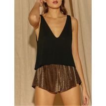 top corto con scollo a v a righe noo noir