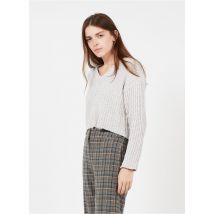 maglione scollo a v corto in maglia ciniglia