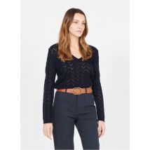 maglione scollo a v traforato in maglia con trecce