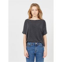 t-shirt collo a barchetta in misto cotone