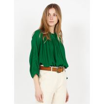 camicia scollo tondo ampia in crêpe see u soon