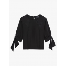 top ricamato con maniche corte the kooples black