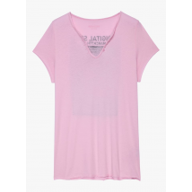 t-shirt collo serafino in cotone stampato