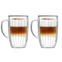 Lot De 2 Tasses Double Paroi Striées 350ml Vialli Design