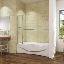 Océan Pare-baignoire 100x140cm Écran Baignoire Pivotant Avec Les Étagères Et La Poignée En Inox - Bricoman