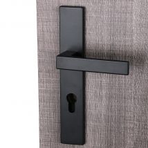 Poignée De Porte Sur Plaque Noire Mat Entraxe 195 Mm Clé En I Loft X2