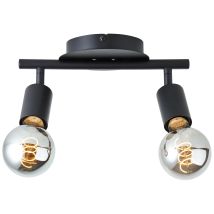 Plafonnier 2 Spots Métal Et Bois Noir E27 Tiffany - Brilliant (99682/06)