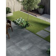 Dalle Carrelage Extérieur Effet Béton L.60 X L.60 Cm - Grenoble Anthracite