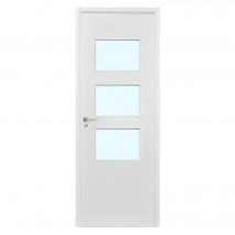 Bloc-porte Milan Laqué Larg.83 Cm Poussant Gauche Pleine Vitrée Huiss.52 À 90 Mm Fin De Chantier