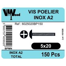 Vis Poêlier Inox A2 Diam.5 Mm Boîte De 150 - Viswood