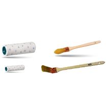 Kit À Peindre : 2 Manchons Microfibres Polyester 10mm Long.180mm Et 100mm + 1 Pinceau Coudé Sur Plat 35mm + 1 Pinceau À Rechampir Pour Surfaces 