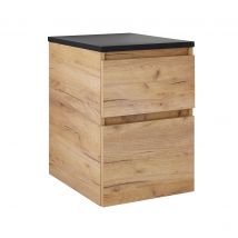 Meuble Sous Vasque Suspendu 2 Tiroirs Décor Chêne L.40 X P.46 X H.57 Cm - Natural Rock
