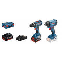 Lot Perceuse-visseuse Sans Fil Gsr18v-28 + Visseuse À Chocs Sans Fil Gdr 18v-160 + 3 Batteries