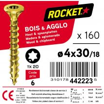 Vis Bois Diam. 4 X 30 Mm Boîte De 160 - Rocket - Bricoman