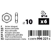 Sachet 6 Écrous Plats Pour Tige Creuse