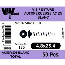 Vis Autoforeuse Diam. 4,8 X 25 Mm Boîte De 50 - Viswood