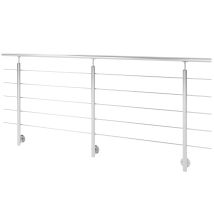 Garde Corps Intérieur Et Extérieur Inox 304 Long.2,5m Argent Fixation Au Mur, En Kit