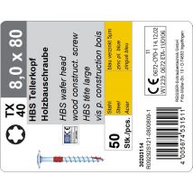 Vis Bois Diam. 8 X 80 Mm Boîte De 50 - Reisser