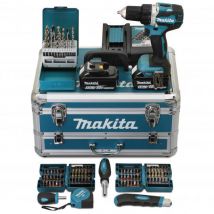 Pack Perceuse Visseuse Sans Fil 18v 2x5ah + Chargeur + 96 Accessoires - Makita - Bricoman
